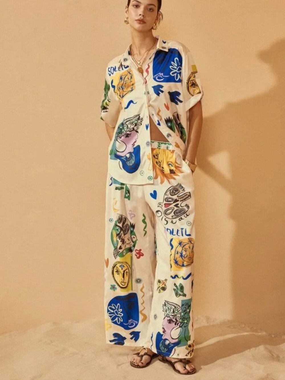 NWT Commense Satin Pant Set - Med.